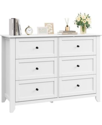 6 Drawer Dresser for Bedroom, Wooden Chest with Deep Drawers and Metal Knobs for Entryway, Hallway, or Kids Room