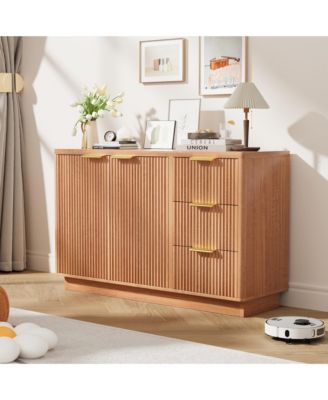 47 in Modern Sideboard Buffet Cabinet with 3 Drawers and 2 Door Storage Wood Buffet Table