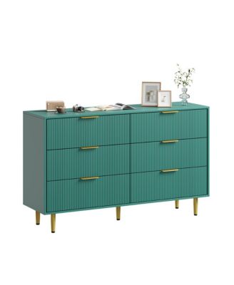 Fluted Dresser for Bedroom,Wooden Chest of Drawers with Metal Handle & Feet