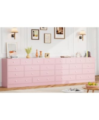 12 Drawer Dresser for Bedroom, 61 in Long Modern Pink Dresser TV Stand