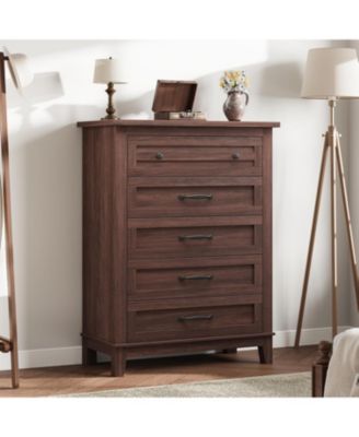 41.3" Tall 5-Drawer Dresser, Freestanding Wooden Chest for Bedroom or Living Room