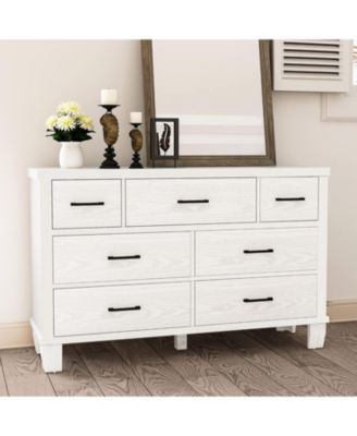 Dresser for Bedroom with 7 Drawers, Wooden Storage Chest with Metal Handles, Modern Organizer Cabinet for Living Room, Closet, Entryway