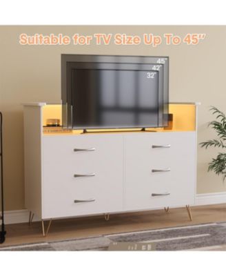 6-Drawer Dresser with RGB LED Lights – Large Storage Chest for Bedroom, Entryway, Living Room, Stylish TV Stand Cabinet