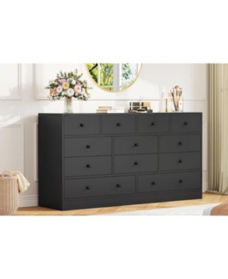 12 Drawer Dresser for Bedroom, 61 Inch Wood Dresser with Power Outlet