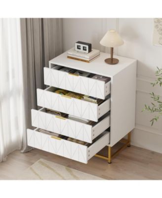 Black 4 Drawer Dresser with Gold Metal Handles Modern Small Dresser Storage Cabine Wooden Chest of Drawers for Bedroom