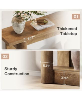 63-Inch Farmhouse Console Table, Narrow Long Sofa Table Behind Couch, 2-Tier Storage Entryway Furniture