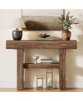 41.34-Inch Farmhouse Console Table, 2-Tier Narrow Sofa Table Behind The Couch, Entryway Furniture