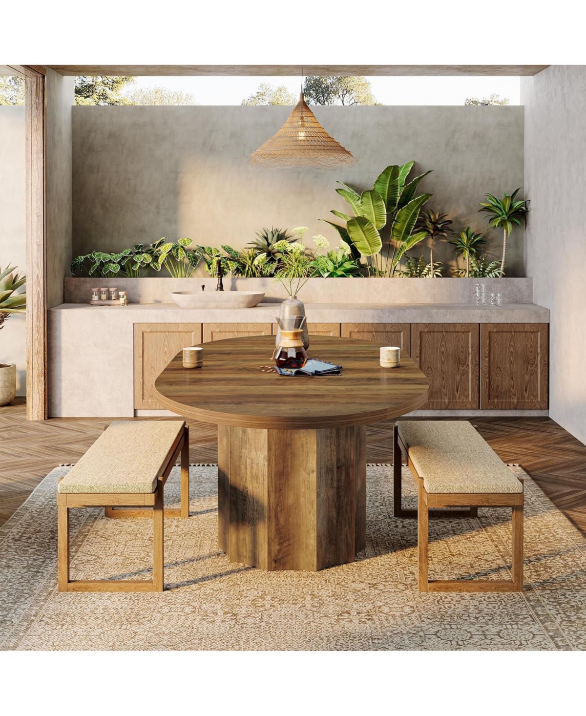 Tribesigns Oval Dining Table for 4-6 People, 55-Inch Kitchen Table with Rounded Edge Tabletop (No Chairs Included)