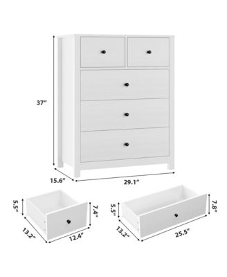 5 Drawer Dresser for Bedroom, Modern Tall Dresser Organizer with Storage Drawers