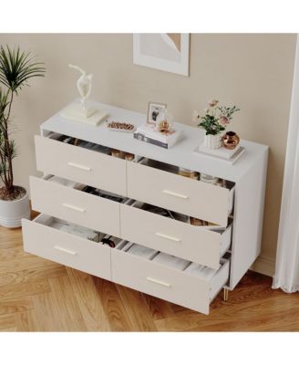 6 Drawer Dresser, Modern White Chest of Drawers