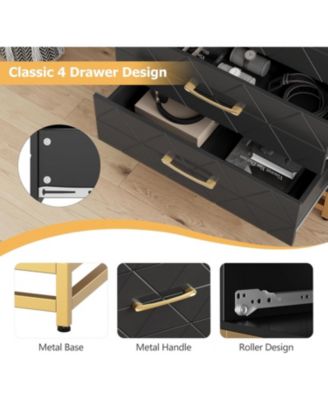 3-Drawer Bedroom Dresser, Modern Wide Drawer Chest with Metal Handles, Wooden Storage Organizer for Bedroom