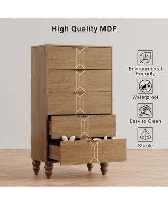 Wooden Storage Cabinet with Gold Accents, Tall Durable Organizer for Home Office, 23.62" x 15.75" x 49.21"