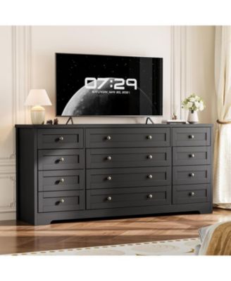 63" Solid Wood 12-Drawer Bedroom Dresser