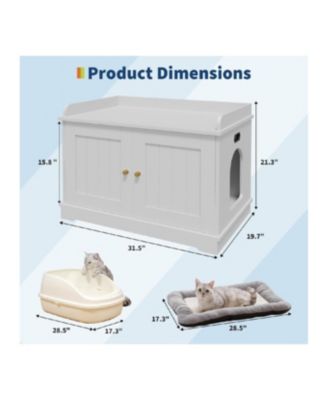 Wooden Cat Litter Box Enclosures,Hidden Litter Box,Pet House with Barn Door