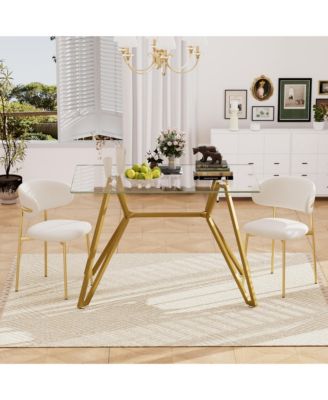 47.3" rectangular glass dining table with sturdy metal legs, modern design, seats 1–6 people, perfect for home or kitchen dining.