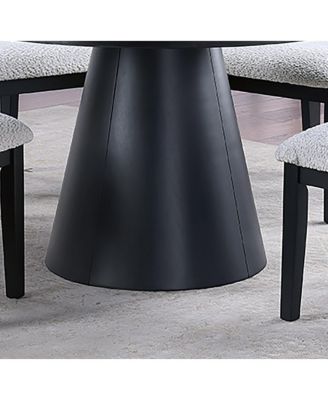 1pc Round Table Unique Cone-Shaped Base Black Color Wooden Casual Modern Dining Room Table Only