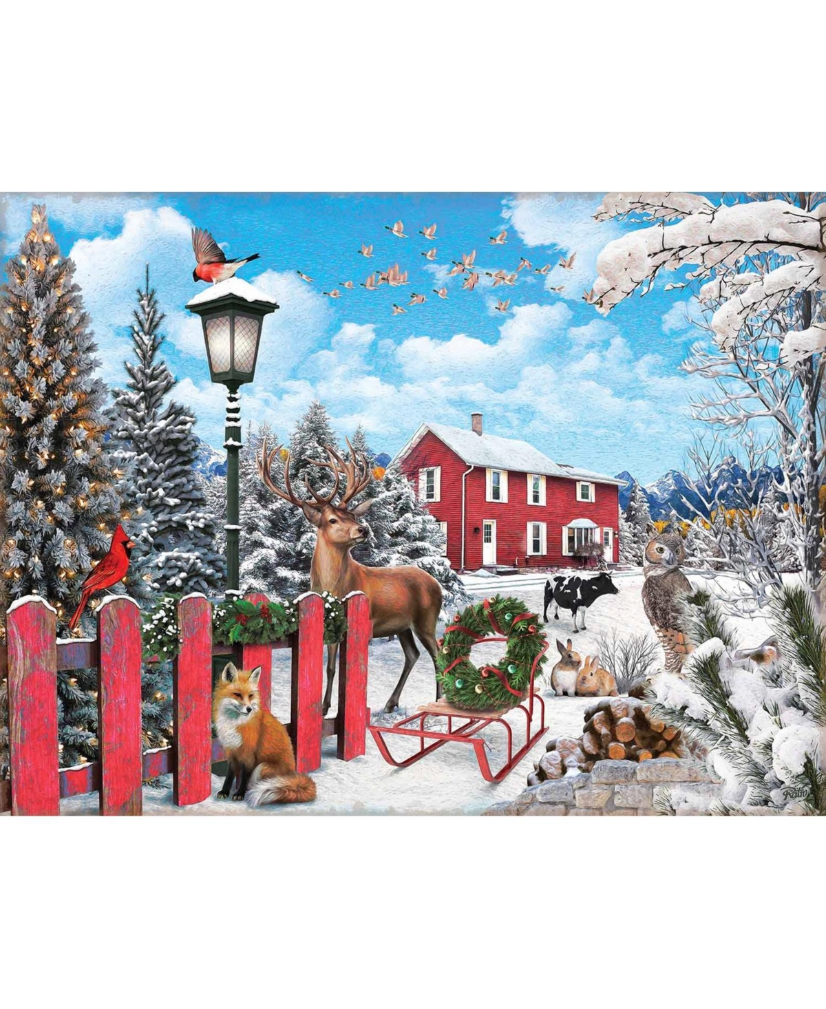 SunsOut A Winter Gathering 500 piece Jigsaw Puzzle for Adults Christmas
