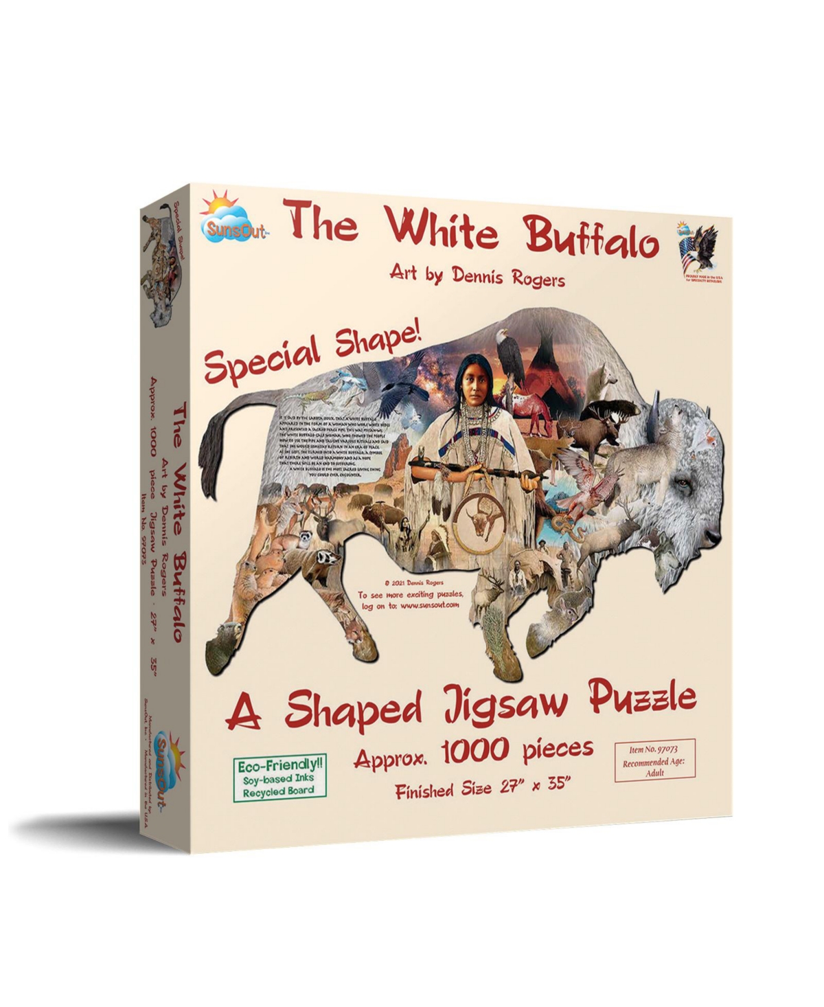 SunsOut The White Buffalo 1000 piece Jigsaw Puzzle for Adults Special Shape