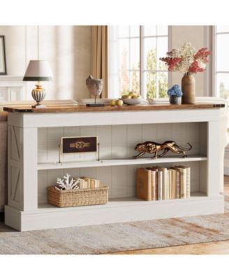 63-Inch Long Console Table for Entryway, Narrow Farmhouse Sofa Table with Shelves