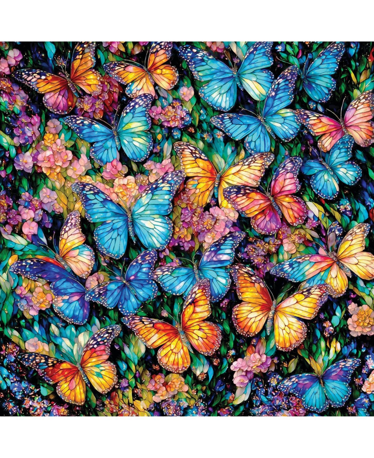 SunsOut Stained Glass Butterflies 500 piece Jigsaw Puzzle for Adults
