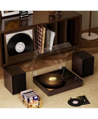 Retro Record Player System with 3-Speed Turntable, Bluetooth 5.0 & Dual Speakers