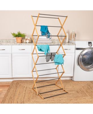 Bamboo V-Shaped Folding Clothes Drying Rack