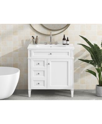 30" Modern Bathroom Vanity Single Sink, 2 Drawers, Tip-out