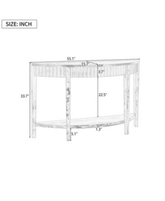 55" Wood Veneer Open Shelf Entry Table