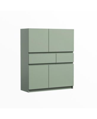 Streamdale Green wooden storage cabinet with 4 doors and 2 drawers