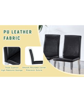 Black PU Backrest Chairs Silver Legs (Set of 2)