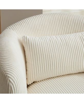  34" Wide Corduroy Swivel Barrel Chair with Pillow