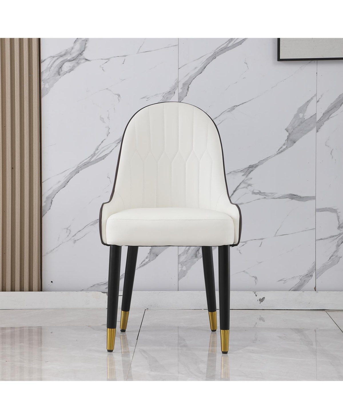 Streamdale Furniture Black Leather Desk Chair with Metal Legs (Set of 2