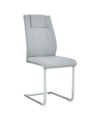 Faux Leather Cushioned Side Chairs - Set of 4 (Light Gray)