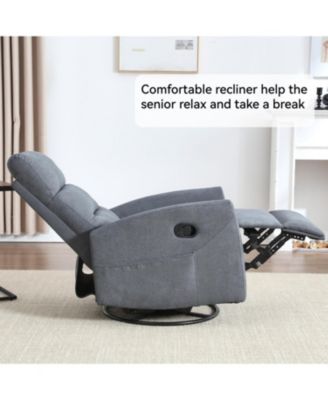 Manual Recliner Chair with Rocker and Swivel in Fabric for Living Room