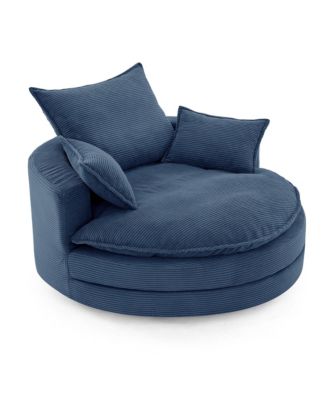 Streamdale 360 Swivel Barrel Chair with Pillows - Blue