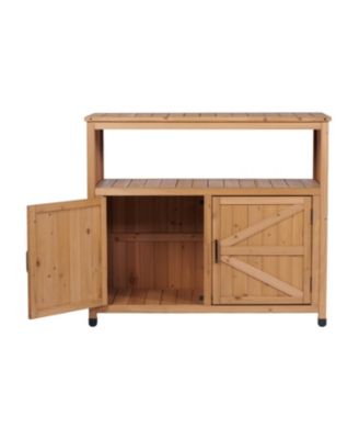 Wooden Patio Bar Table Set with Storage