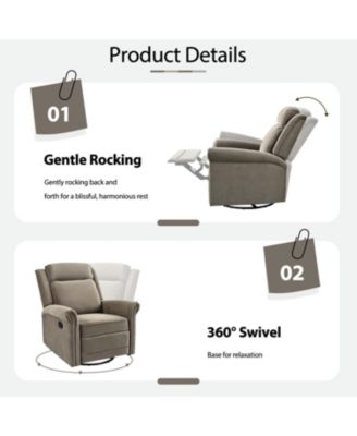Streamdale 360 Swivel Rocking Recliner, Adjustable Backrest, Light Brown