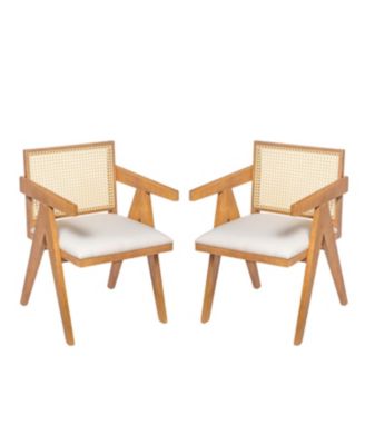 Streamdale Cane Upholstered Dining Chairs (Set of 2) Black/Natural