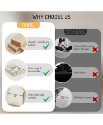 Oversized Double Chaise Lounge, Deep Seat, Chenille Sofa, Large Pillows,