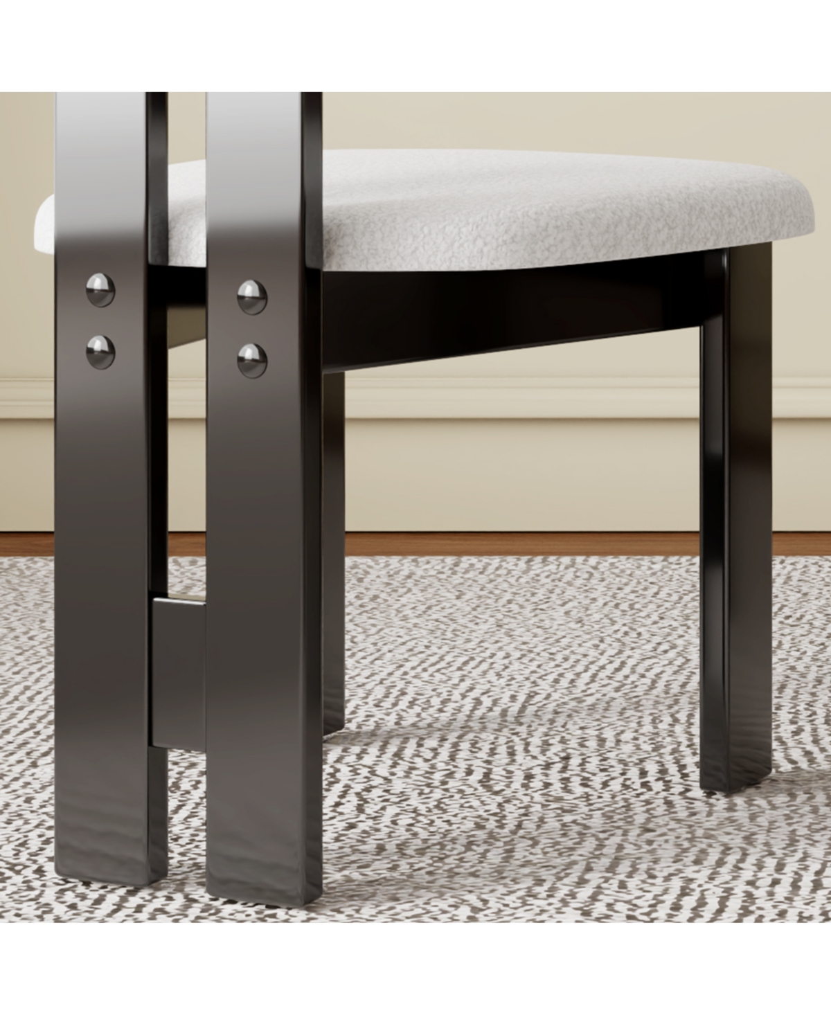 Streamdale Furniture White Velvet Dining Chairs - Black Frame (Set of 2)