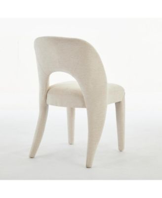 Streamdale Cream Chenille Dining Chairs, Hollow Back, Set of 2