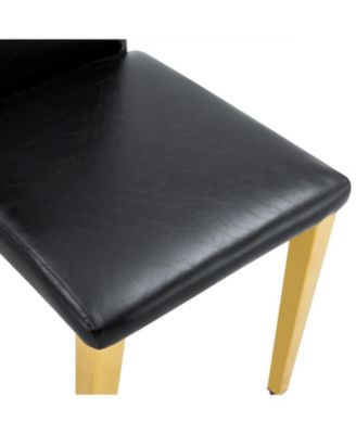 Black PU Leather Chairs with Gold Legs (Set of 4)