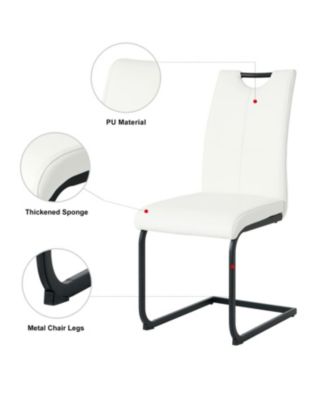Streamdale Modern White PU Dining Chair with Black Metal Legs (Set of 4