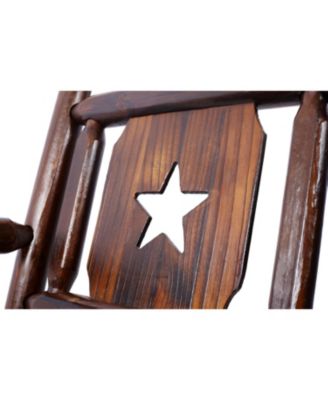 Streamdale Carbonized Wood Rocking Bench for 2 with Curved Seat, Rustic Brown