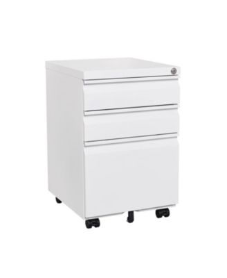 3-Drawer Mobile Locking Filing Cabinet (White)