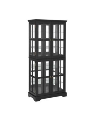 Antique Curio Cabinet with Glass Doors & E26 Bulb