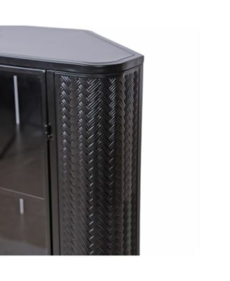 3-Tier Corner Cabinet with Glass Doors