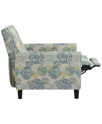 27.5" Recliner Chair, Solid Wood Legs, Light Brown & Blue