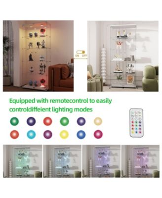 Streamdale White Tempered Glass Display Cabinet with Lights & Locks