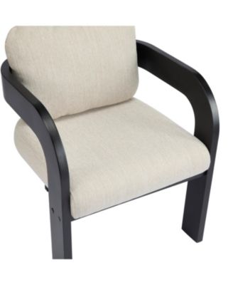 Streamdale 2-Pack Dining Chairs with Pillow Back, Beige Fabric, Black Solid Wood Frame